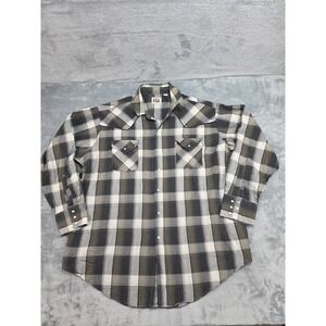 Ely Cattleman Plaid Pearl Snap Button Down Shirt Mens Size 2X Long Sleeve